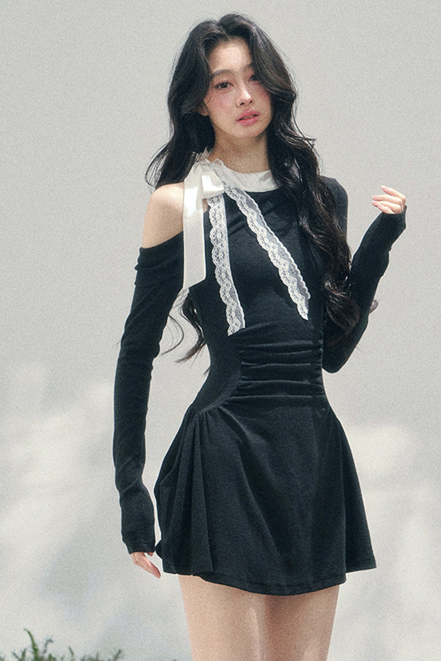 French Lace Off-Shoulder Dress