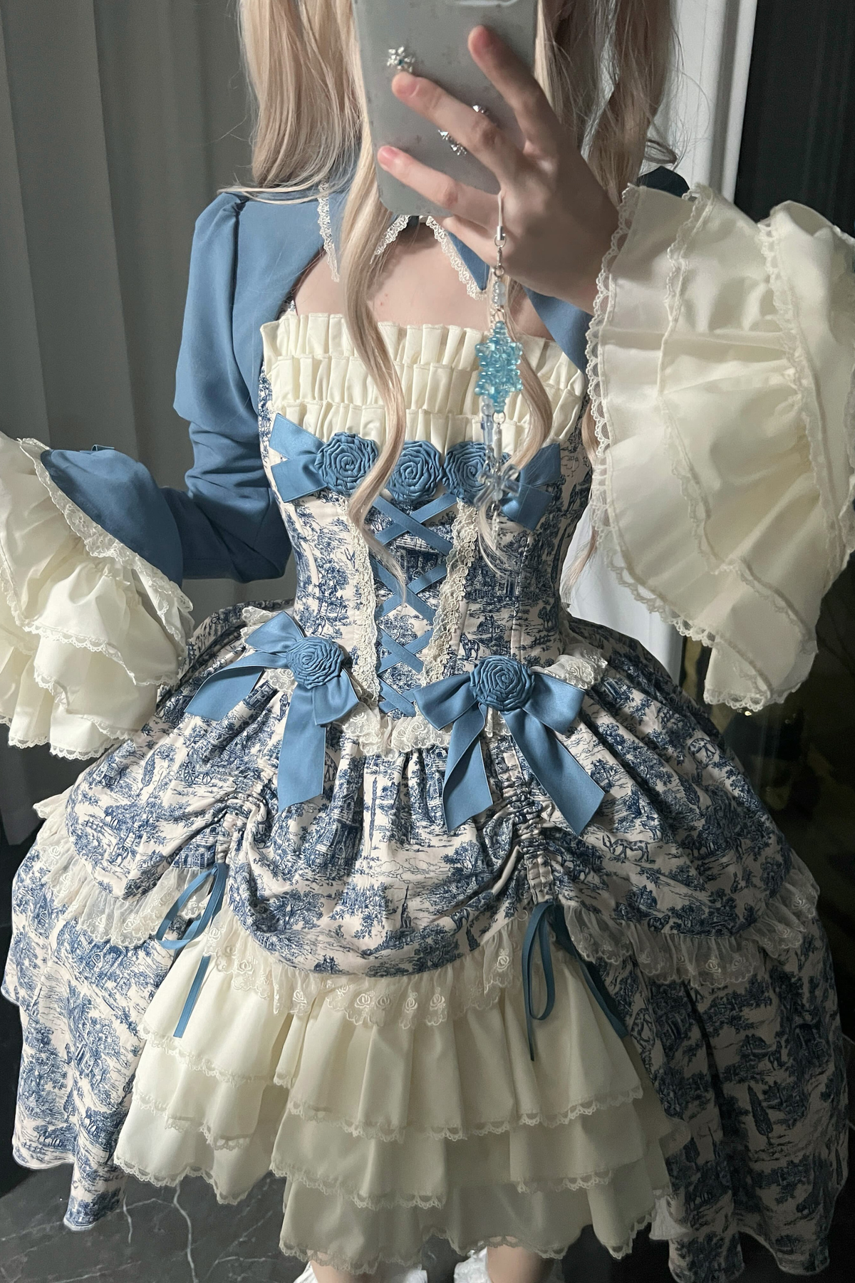 [Pre-order] Elegant Asian Lolita Jumper Skirt + Top + Flat Cap
