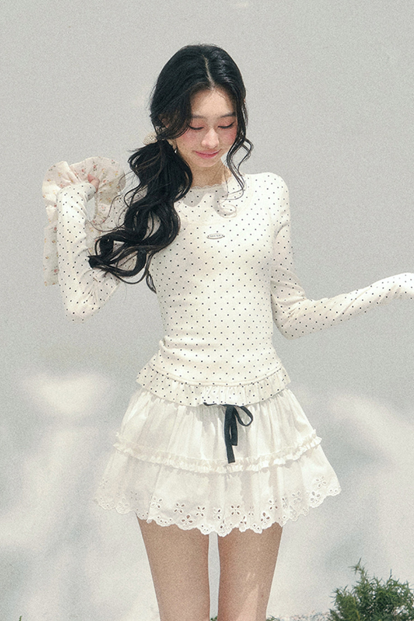 Lace Sweet Tiered Puffy Skirt
