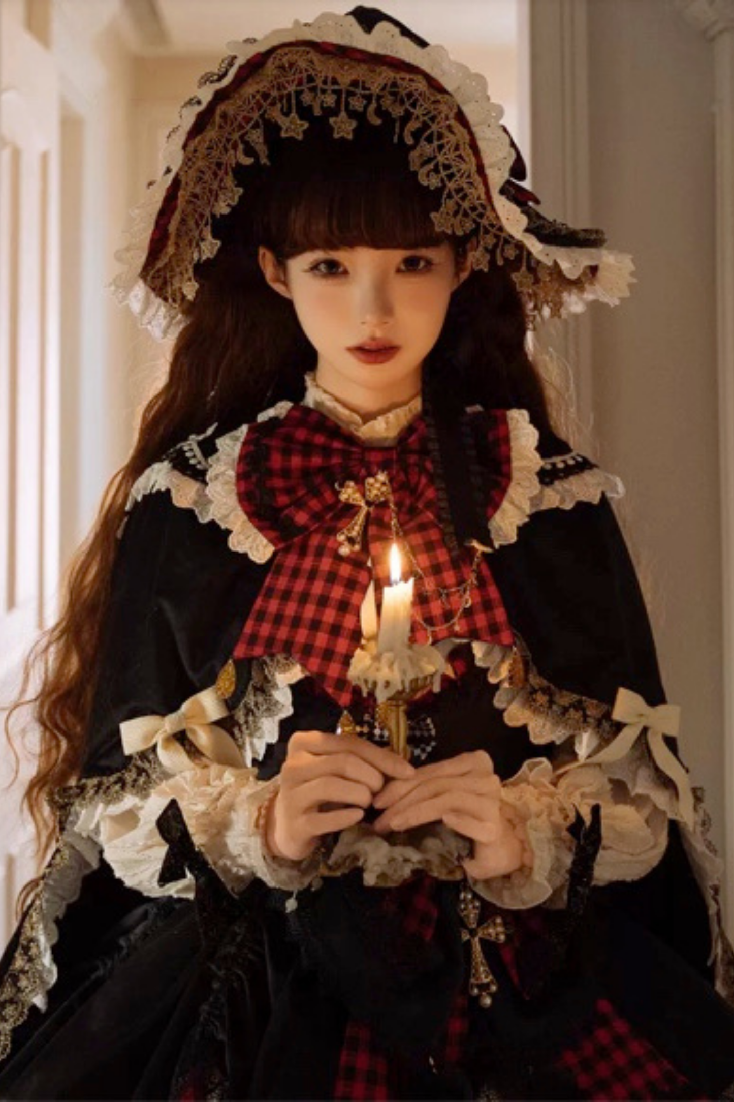 [Pre-order] Element Lolita Jumper Skirt + Inner Top + Cape + Big Ribbon + Hat