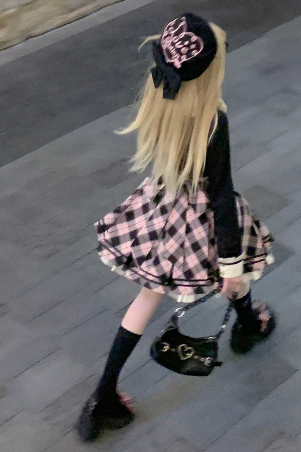 Check Sweet College Faux Two-Piece Dress + Beret