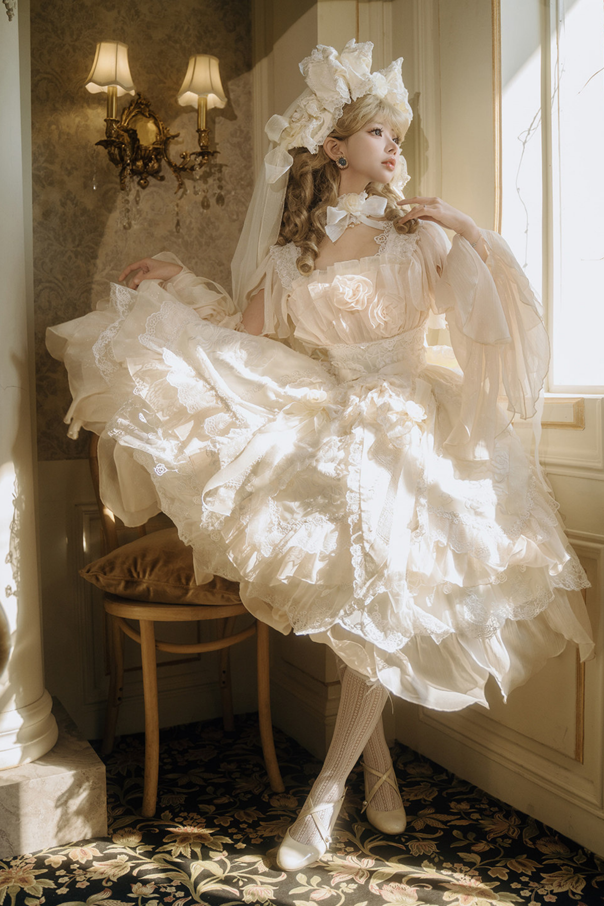Fairy Princess Lolita Jumper Skirt + Hair Accessories + Sleeves