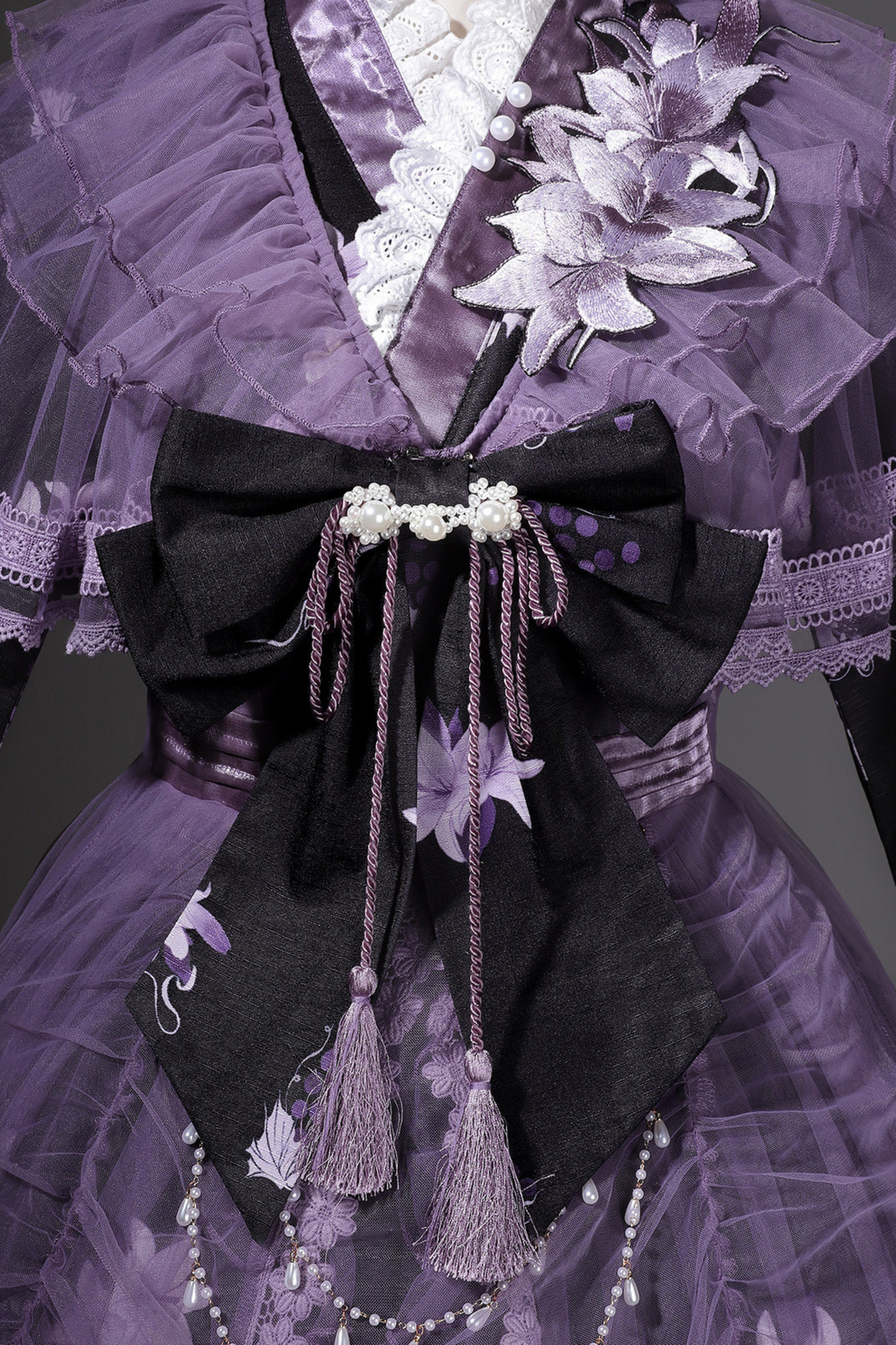 Purple Silk Cross Collar Dress