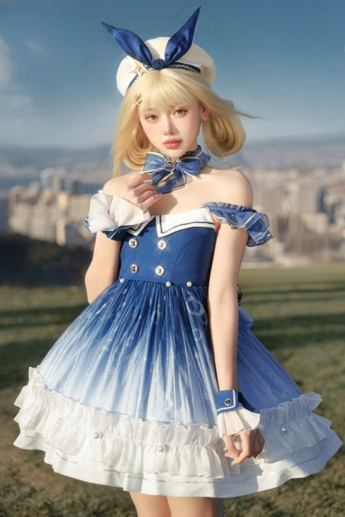 【Reservation Deadline February 28】Gradient Bubble Dress + Bunny Ear Pin + Sleeves + Hat