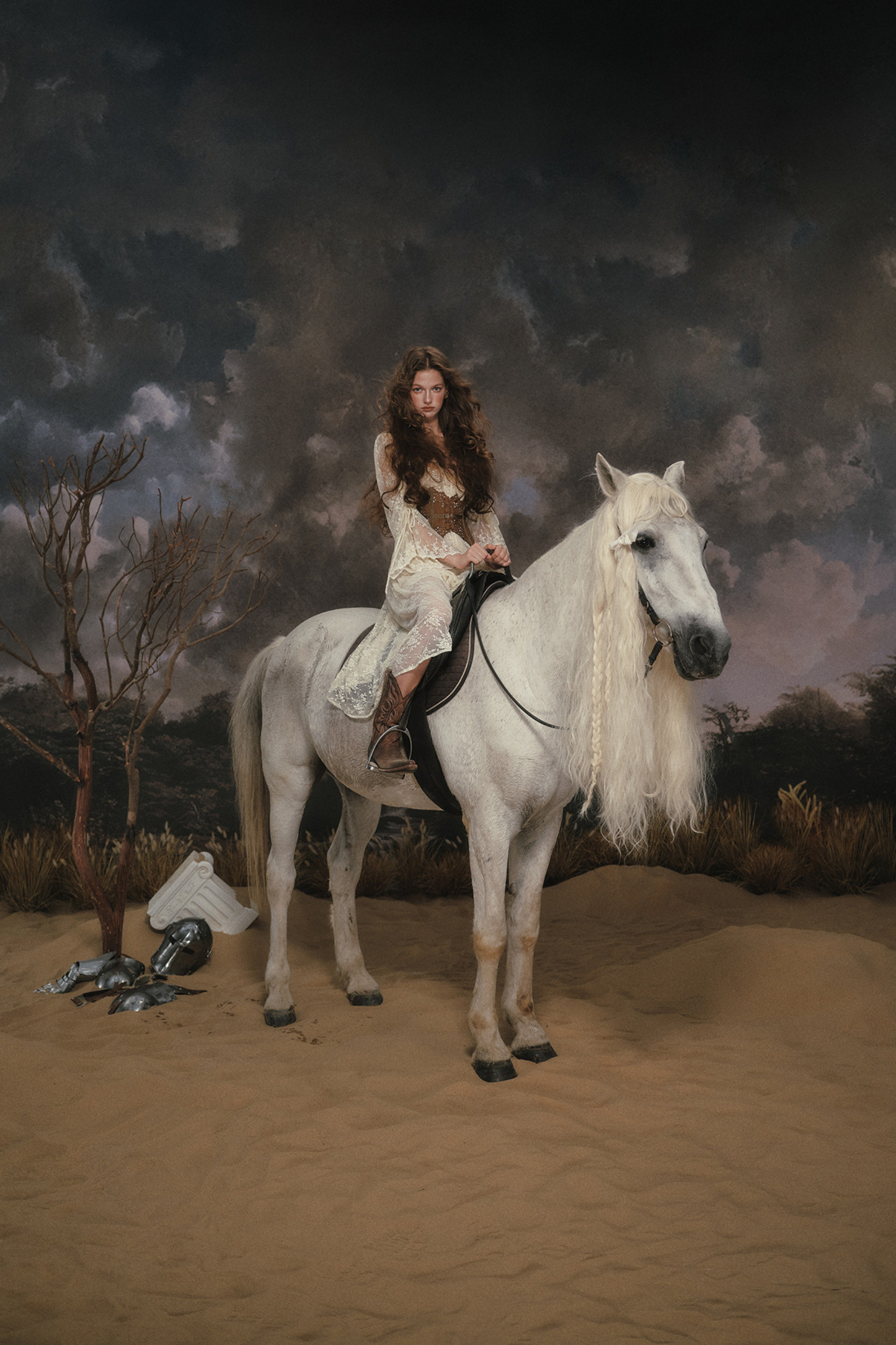 Western Lace Long Dress + Corset