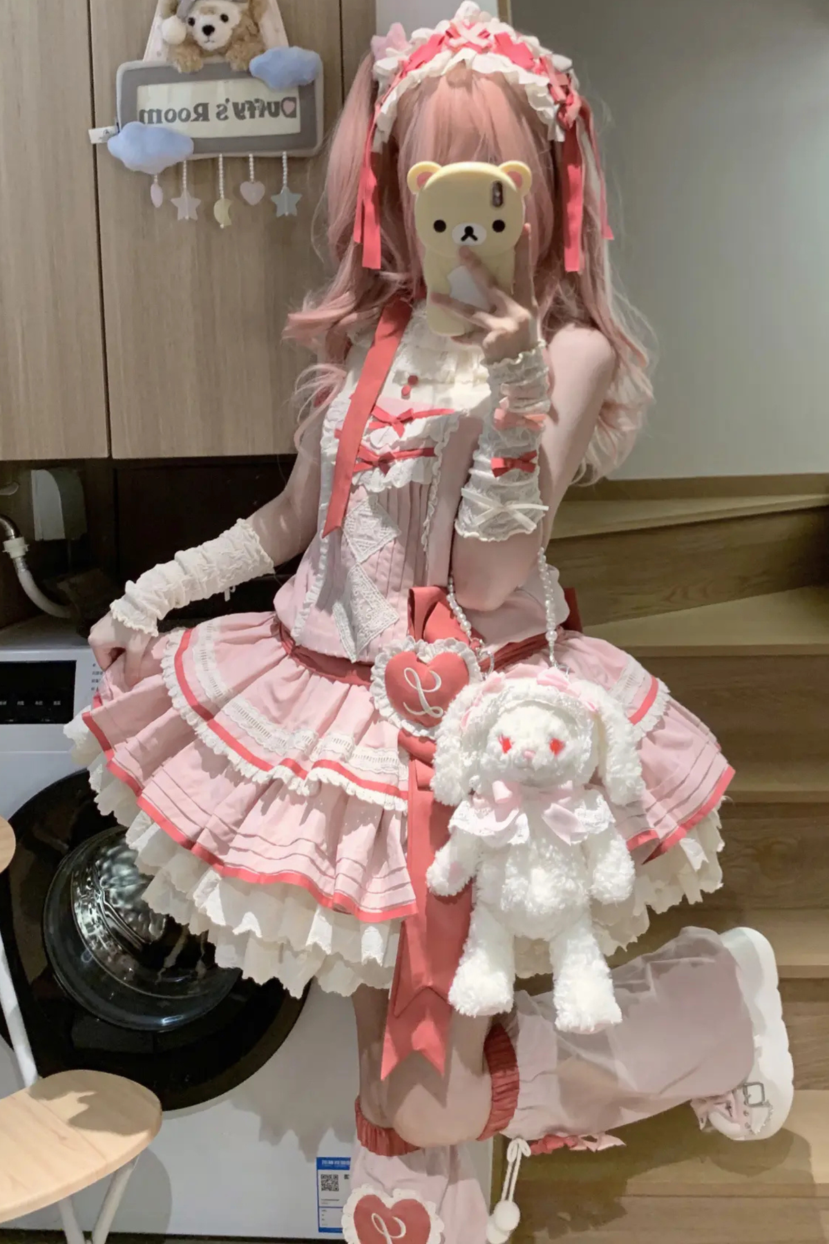 Scarlet Heartbeat Sleeveless Dress + Sleeves + Headband + Leg Warmers