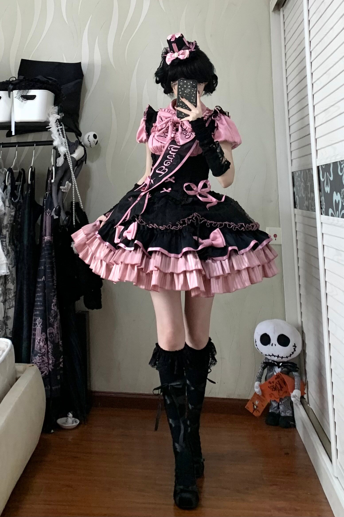 【Pre-order until March 10】Candy Heartbeat Lolita Shirt + Jumper Skirt + Hat + Ribbon