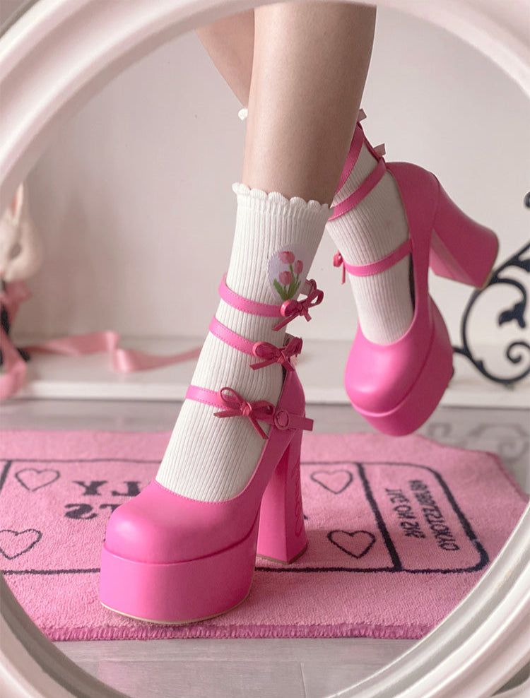 Barbie Diary Bows Coquette Platform High-heeled Shoes