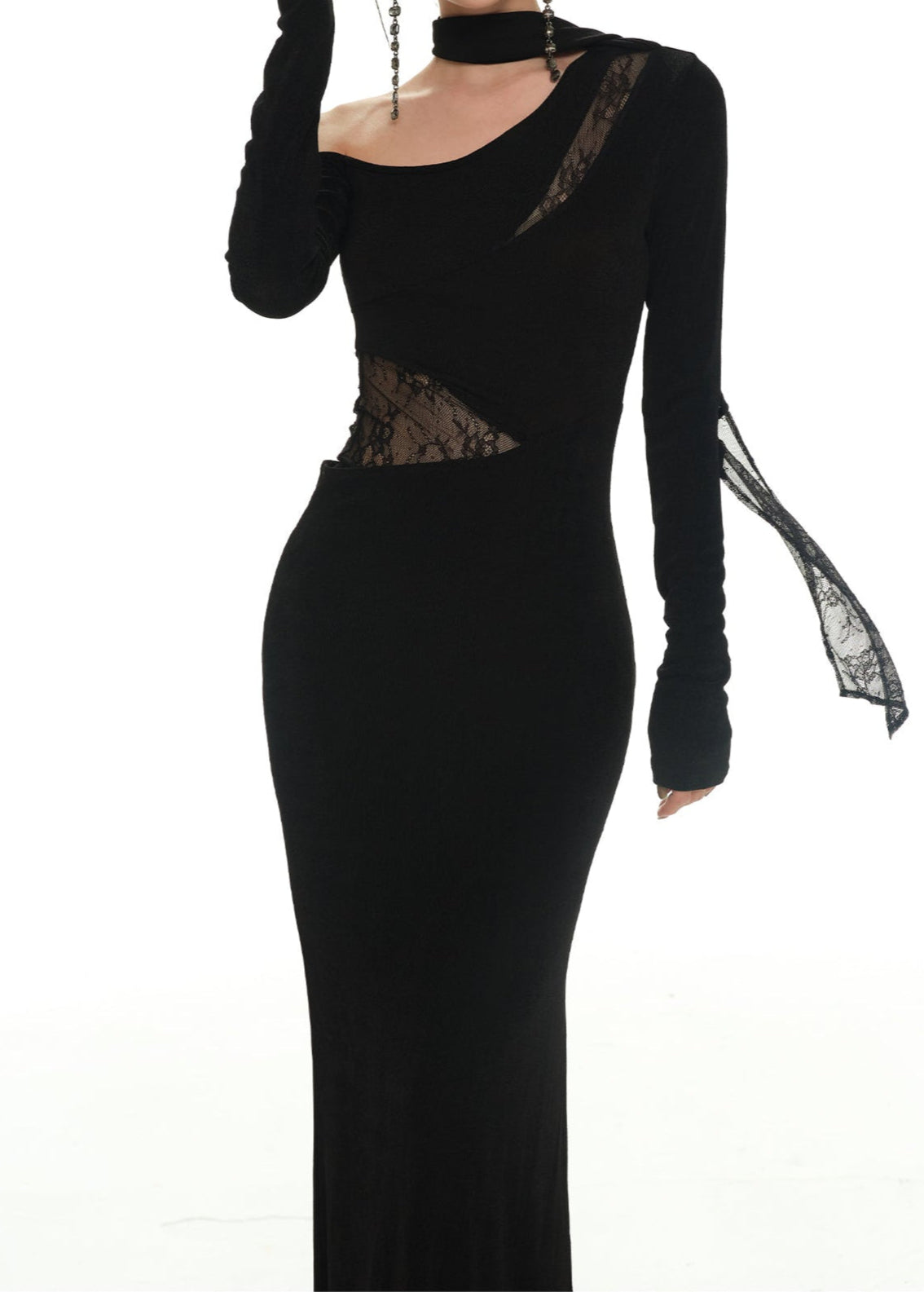 Off The Shoulder Shimmering Knitted Dark Coquette Dress