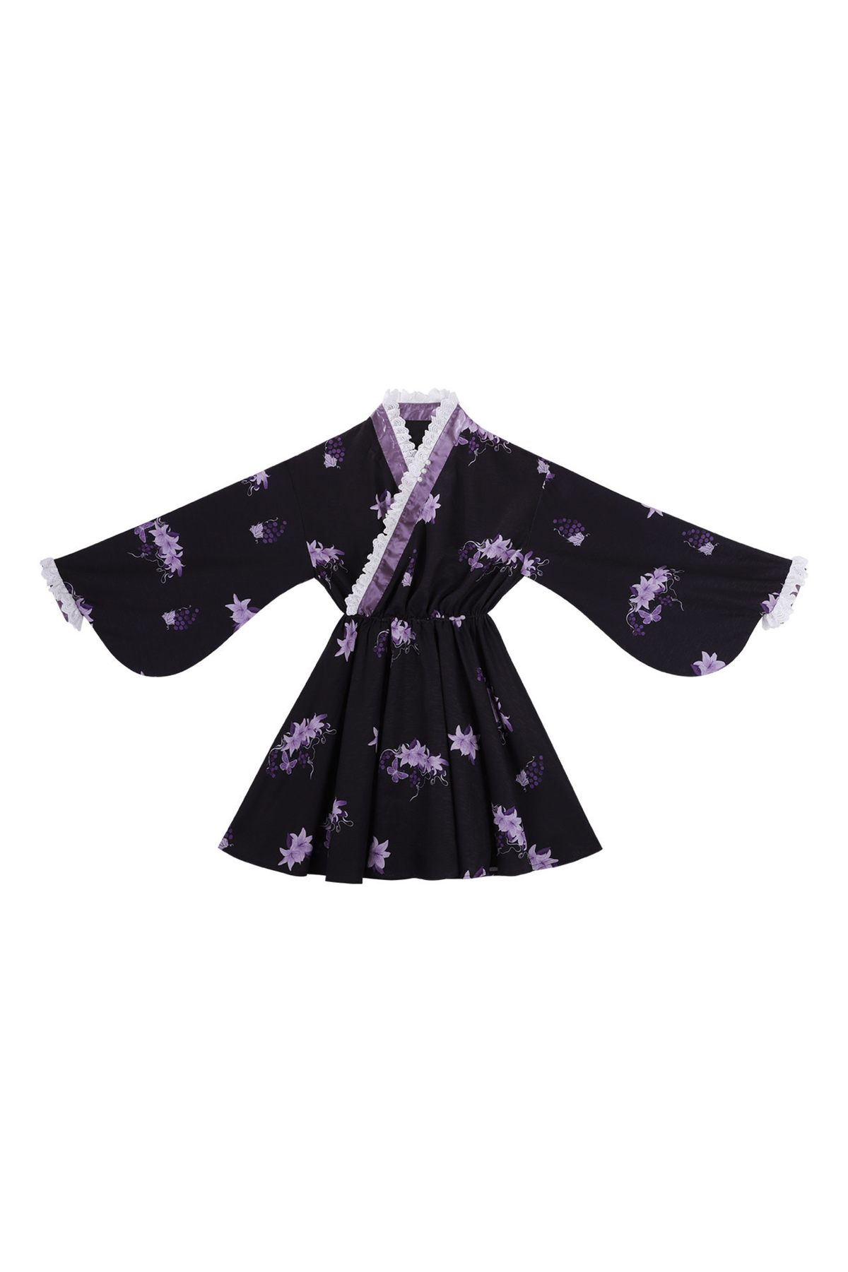 Purple Silk Cross Collar Dress