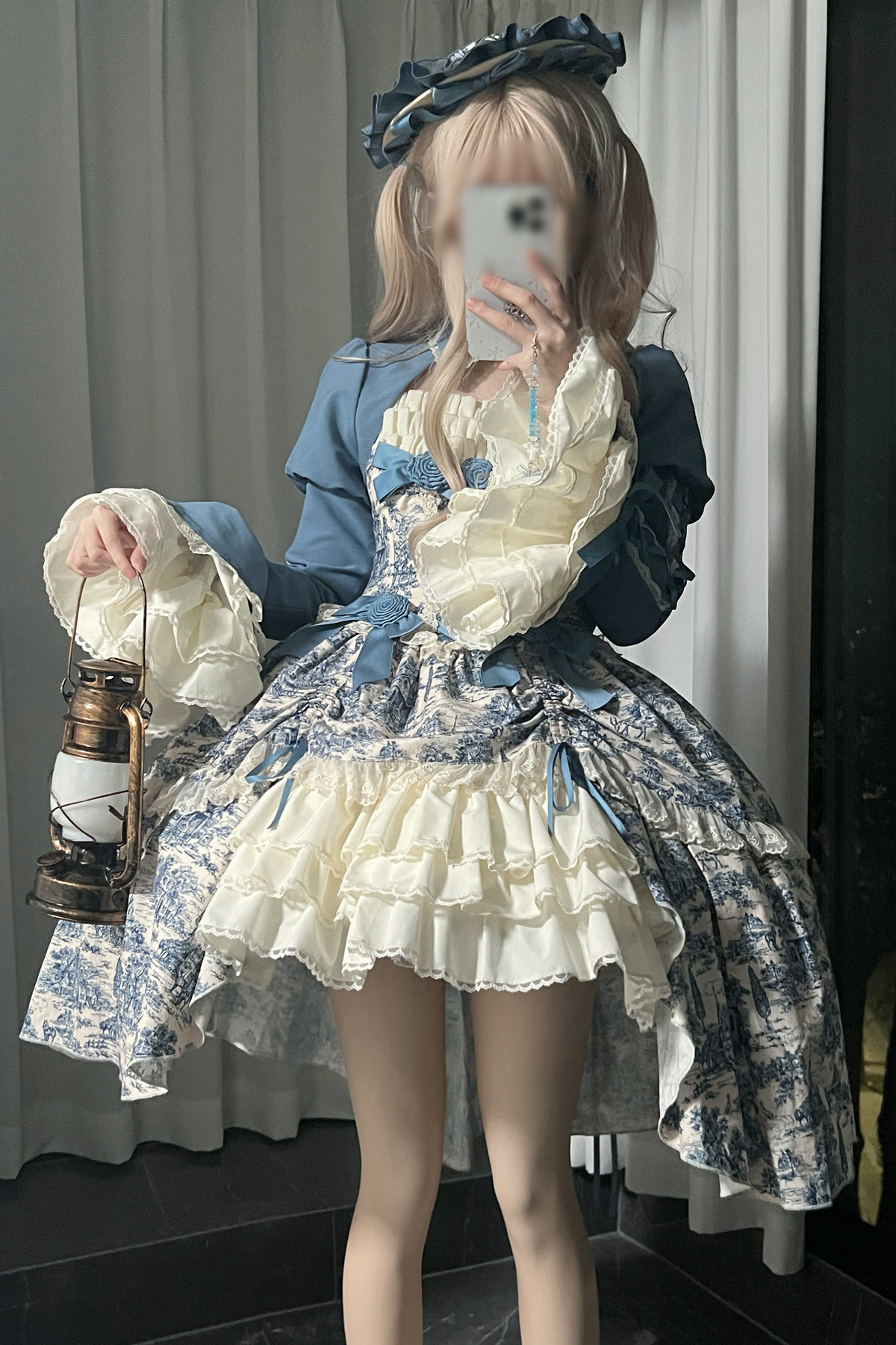 [Pre-order] Elegant Asian Lolita Jumper Skirt + Top + Flat Cap