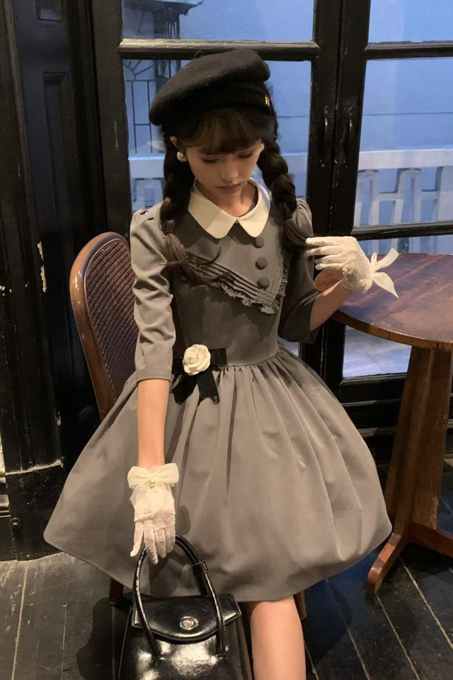 Retro Preppy Mid-Sleeve Lolita Dress