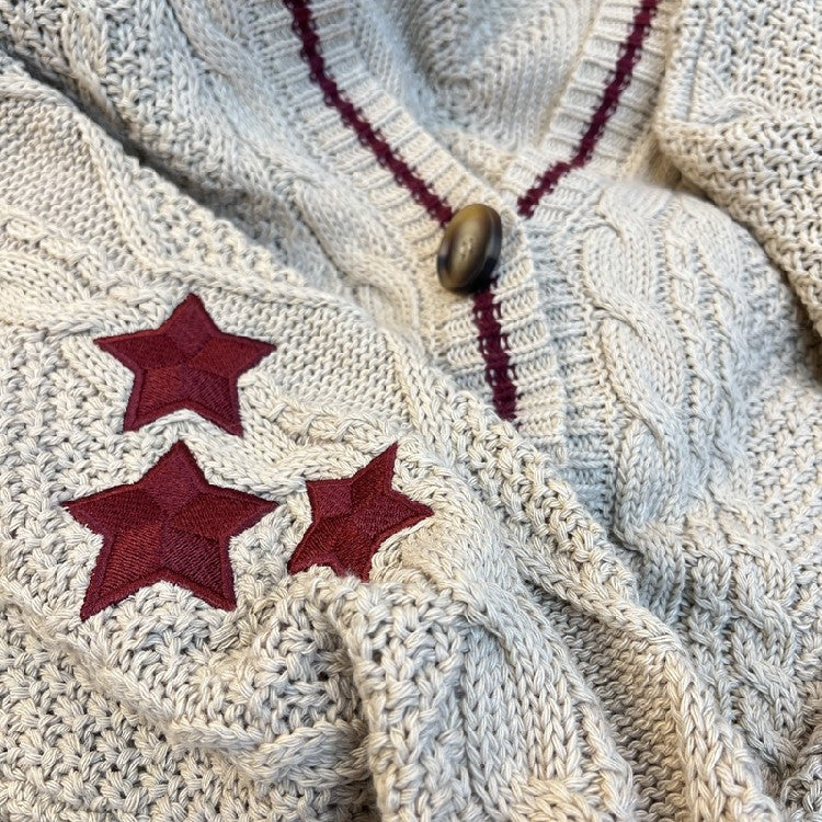 Preppy Y2K Stars Loose Knit Cardigan