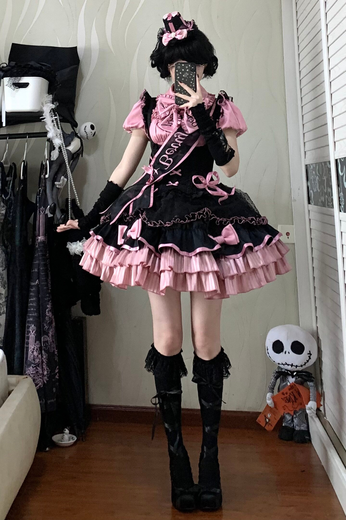 【Pre-order until March 10】Candy Heartbeat Lolita Shirt + Jumper Skirt + Hat + Ribbon