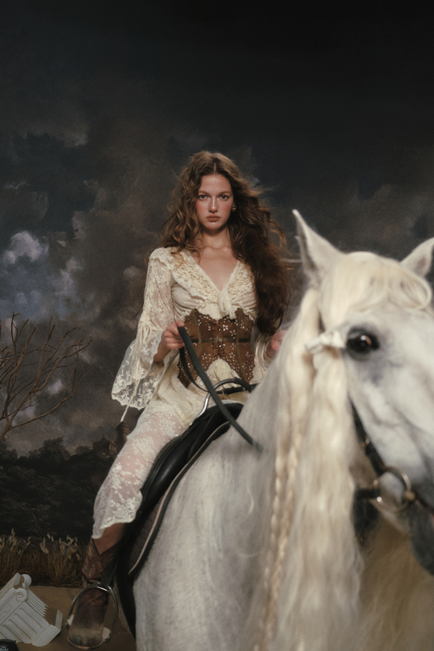 Western Lace Long Dress + Corset