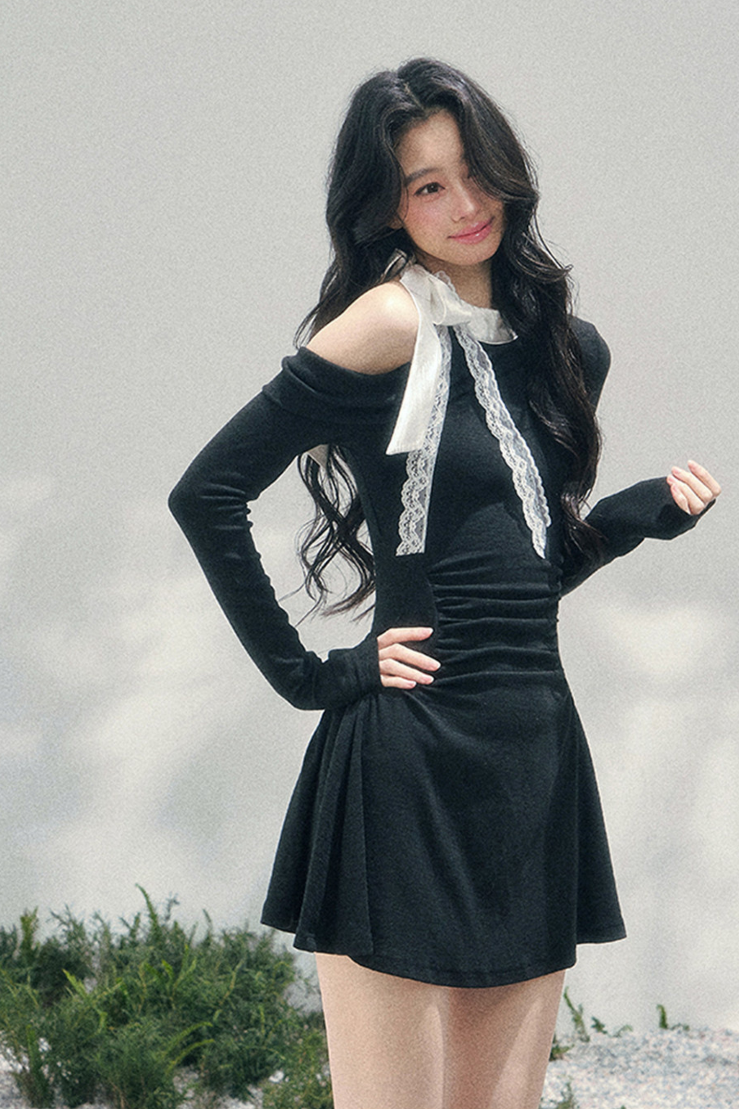 French Lace Off-Shoulder Dress