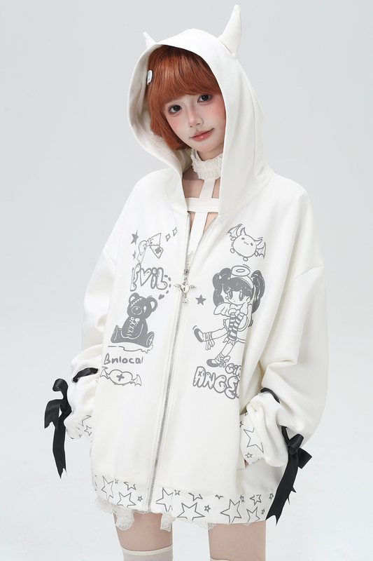 Devil Girl 3D Wings Hooded Jacket