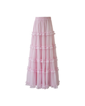 Load image into Gallery viewer, Pink Ruffled Cake Maxi Skirt
