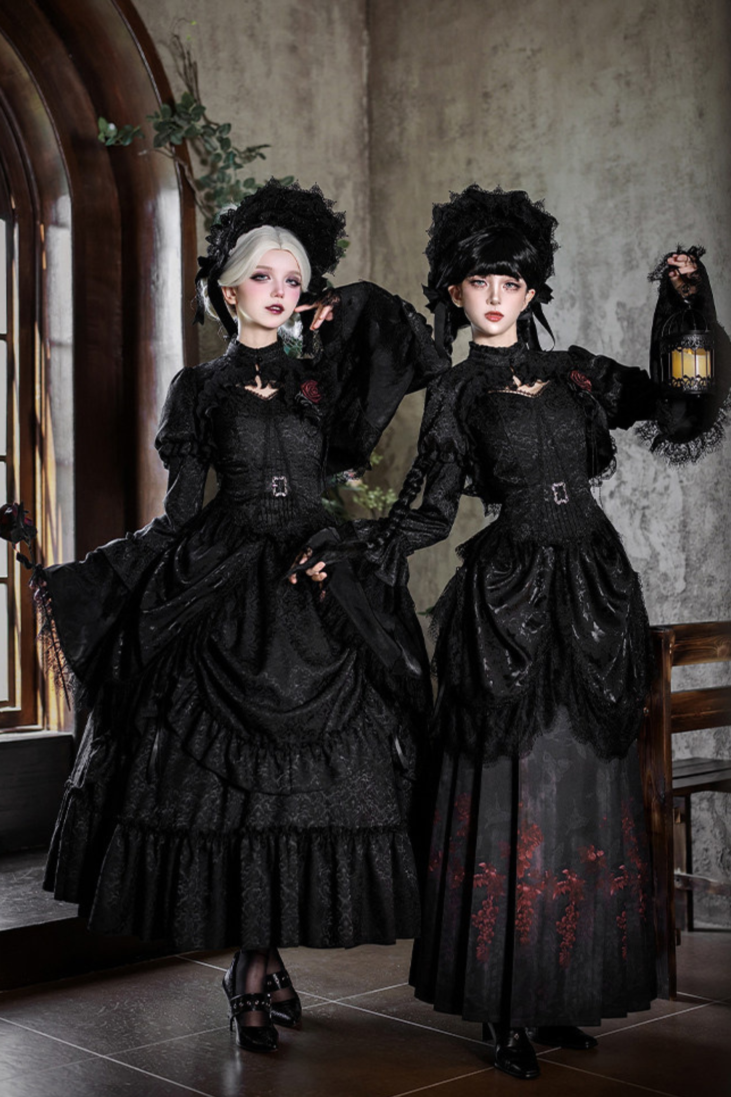 Gothic Corset Tops + Short Coat + Horse + Curtain + Skirt + Flower + Bonnet
