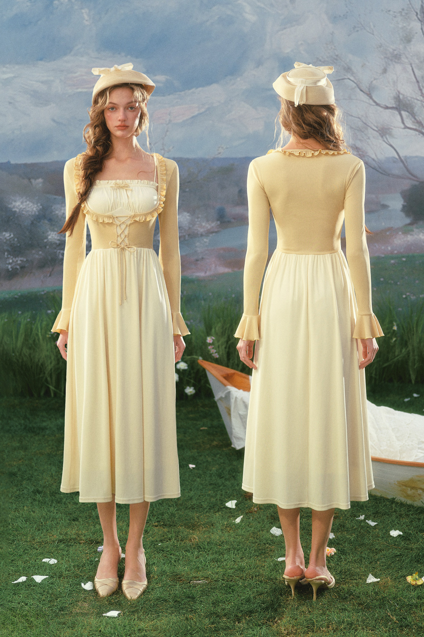 Lace Collar Color Blocking Dress