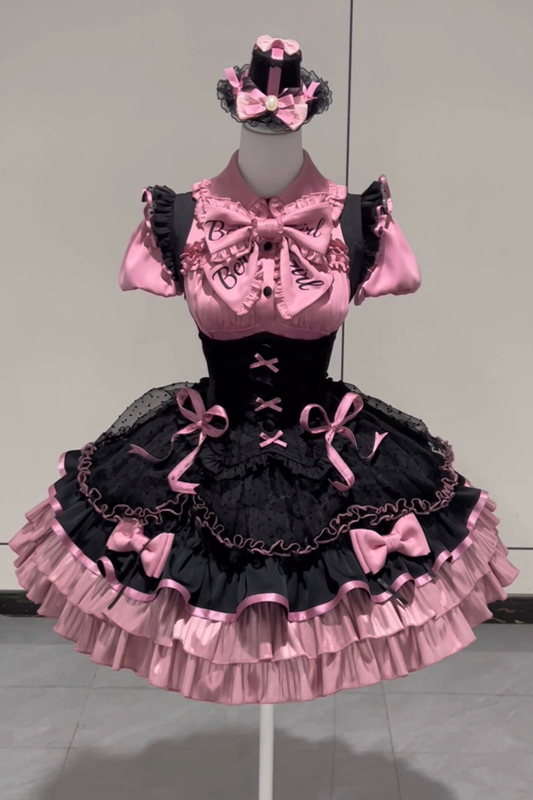 【Pre-order until March 10】Candy Heartbeat Lolita Shirt + Jumper Skirt + Hat + Ribbon