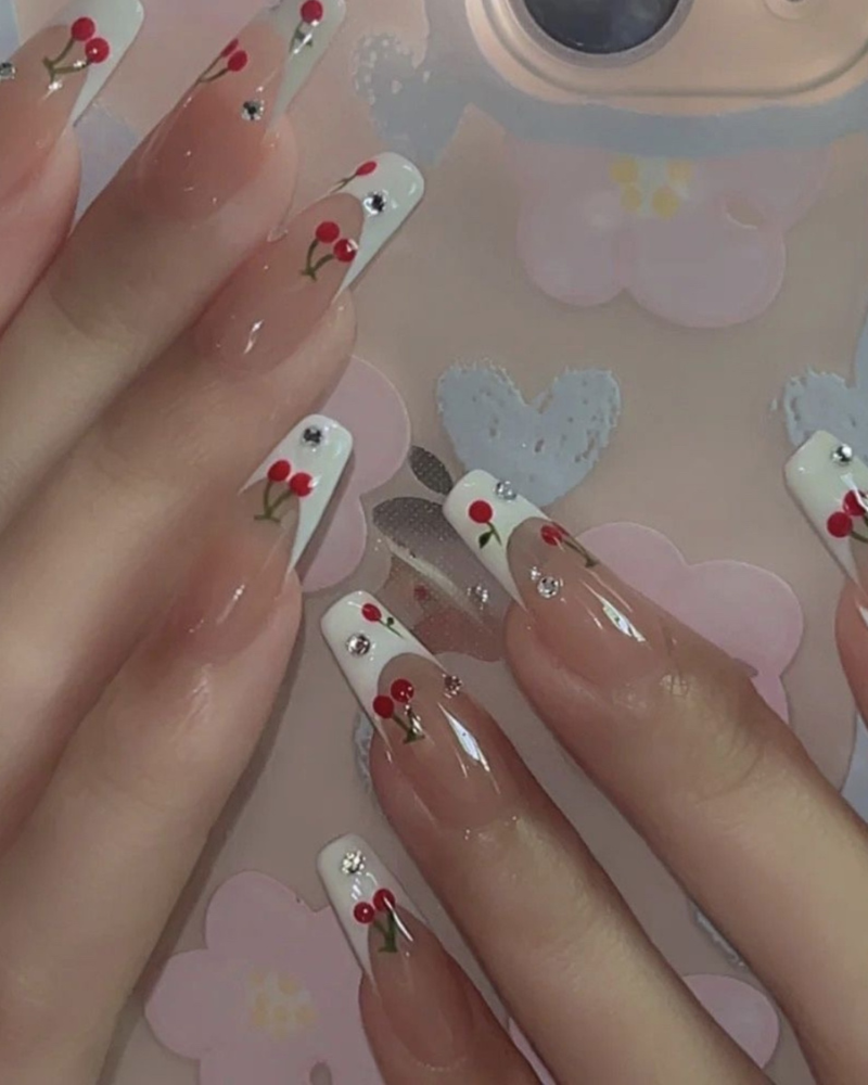 French Cherry Handmade Wearable Nail