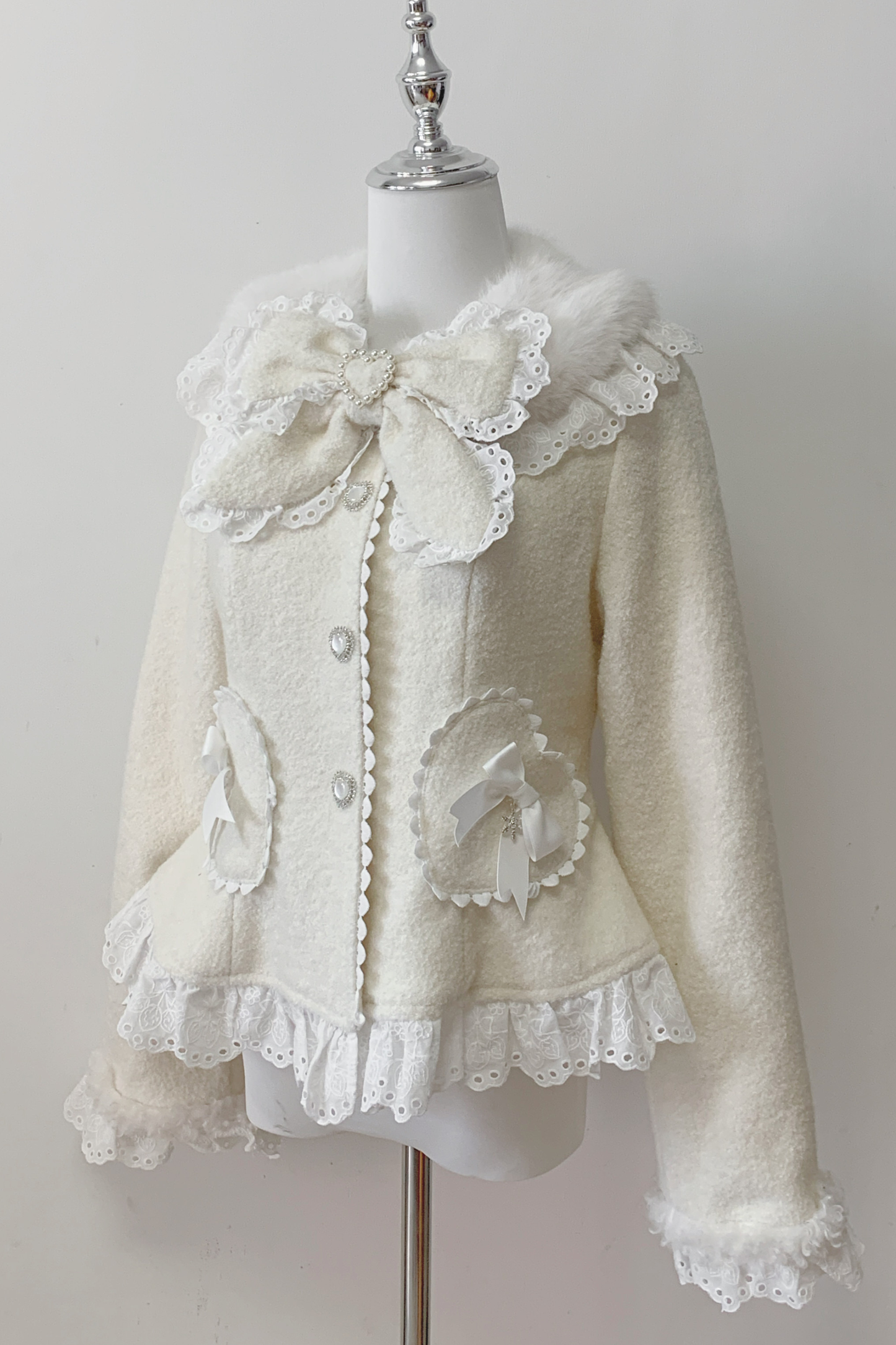 Lace Ribbon Slim Sweet Coat