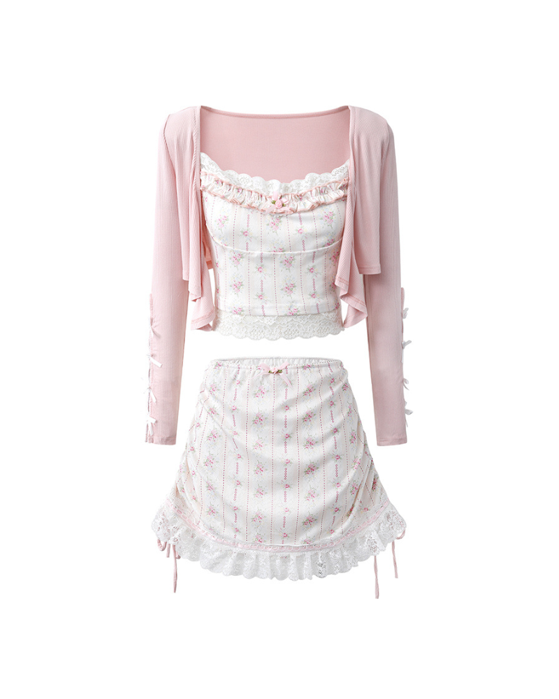 Ballet French Lace Three-piece Coord Set