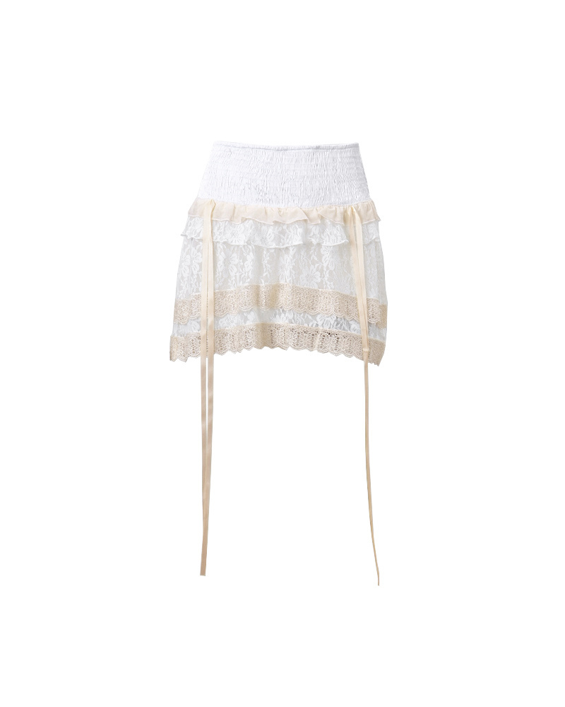 Ballet Lace Spliced Puffy Cake Skirt