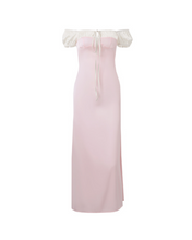 Load image into Gallery viewer, French Retro Pleated Puff Maxi Coquette Dress
