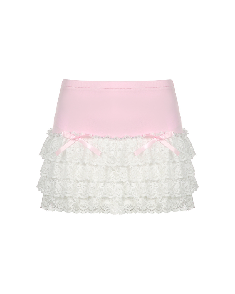 Sweet Bow Lace Cake Skirt