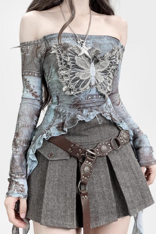 Miraid Butterfly Sheer Top