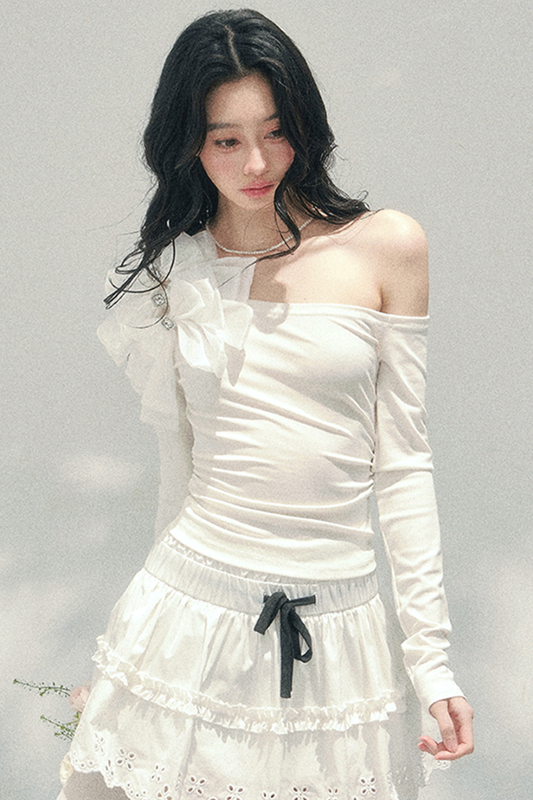 Sweet Pure Mist Off-Shoulder Top