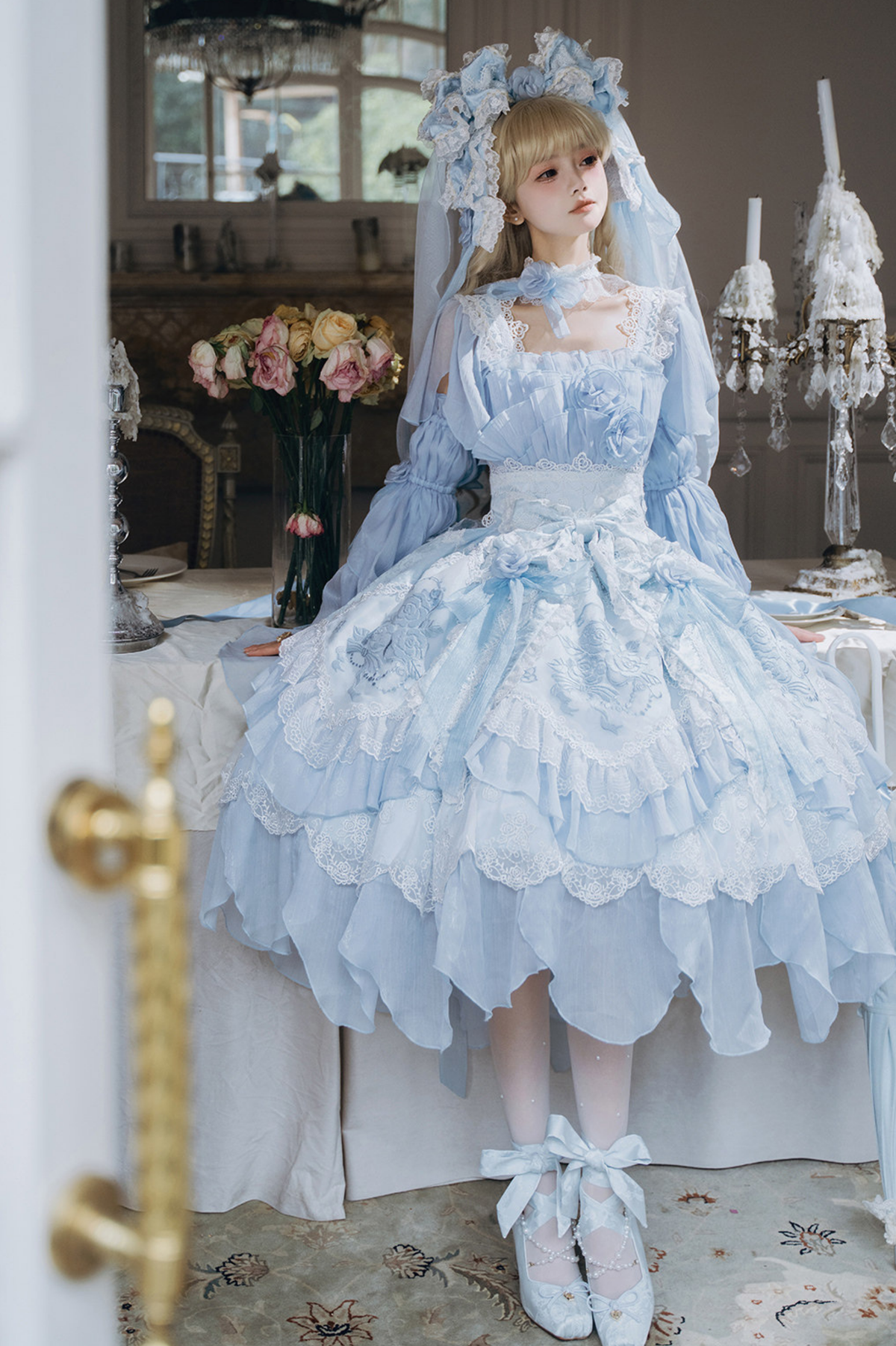 Fairy Princess Lolita Jumper Skirt + Hair Accessories + Sleeves