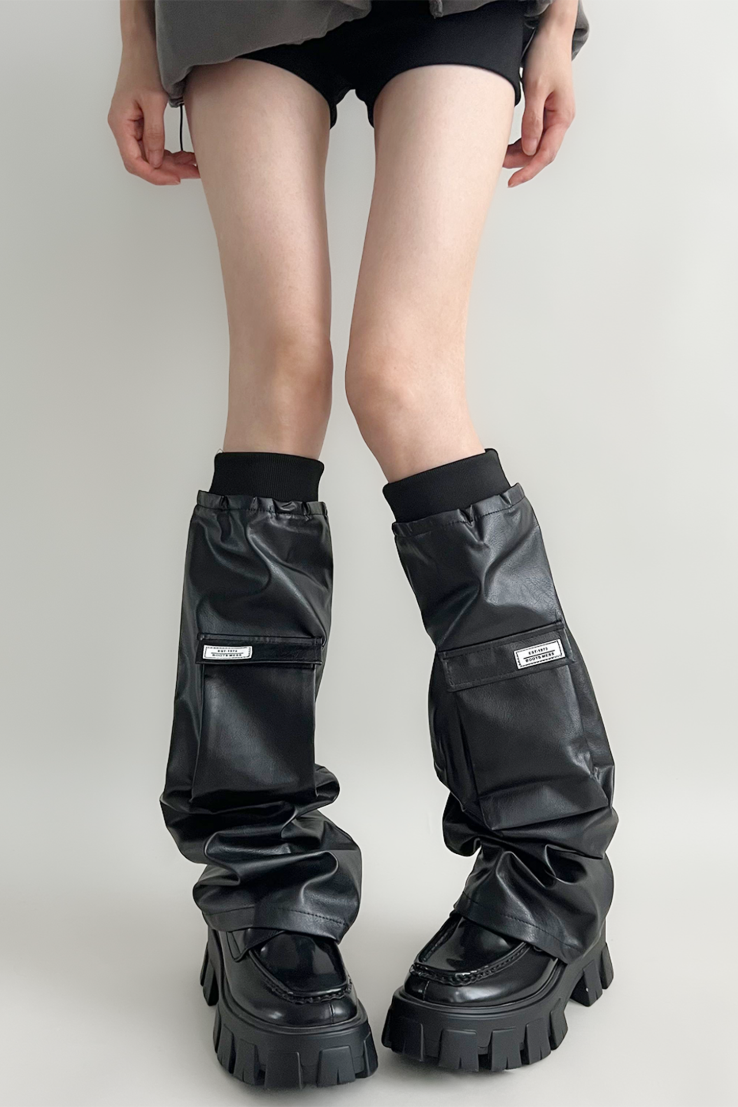 Dark Leather Leg Warmers