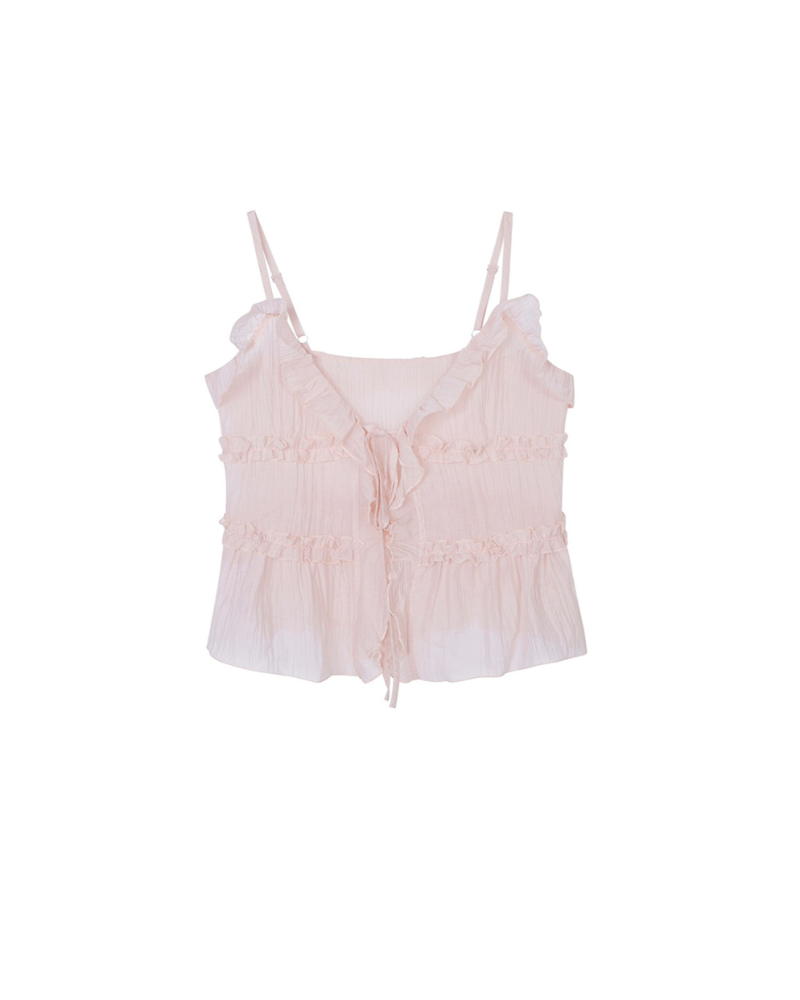 Pink Layered Lace Translucent Sweet Coquette Top