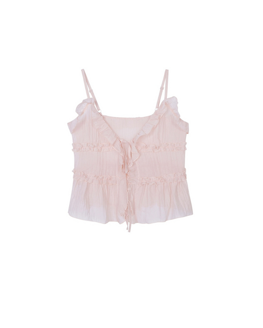 Pink Layered Lace Translucent Sweet Coquette Top