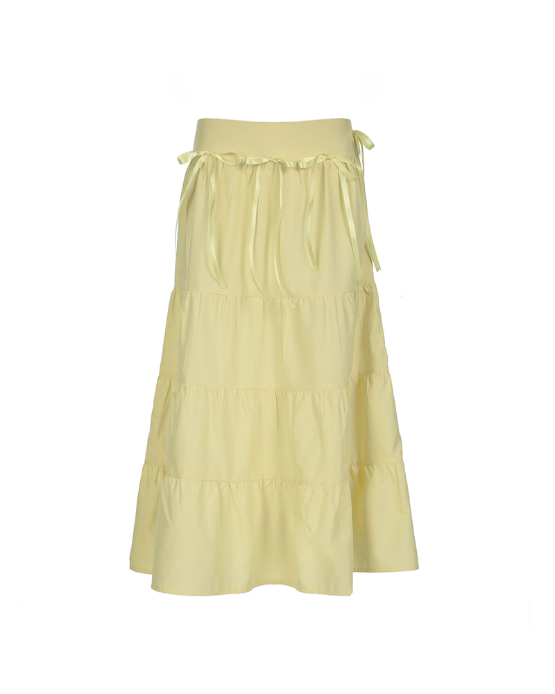 Lemonade Lace-up Dopamine Slimming Maxi Skirt