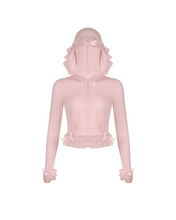 Load image into Gallery viewer, Pink Bow Pure Lust Lace Slim Zip Hoodie
