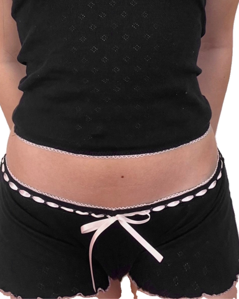 Black Sweet Bows Ties Shorts