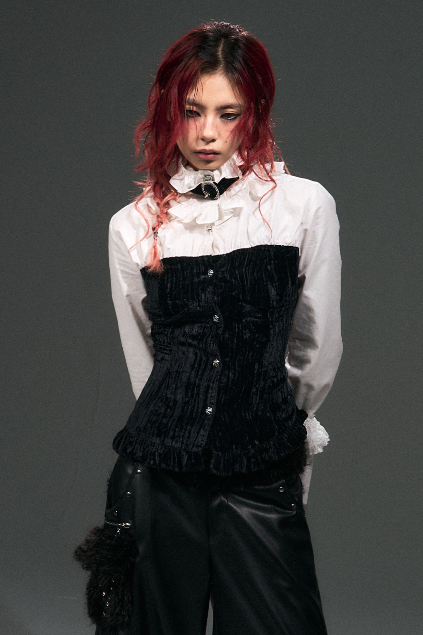 Velvet Lace-Up Blouse