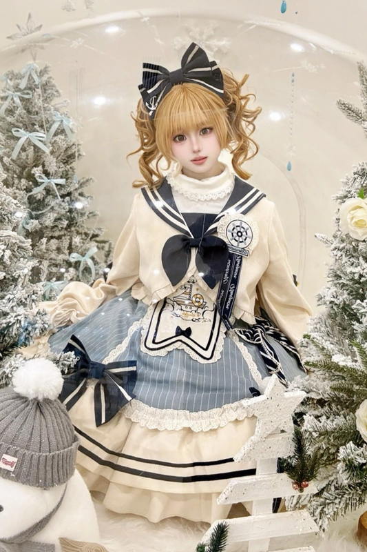 Candy Sailor Jacket + Jumper Skirt + Cat Hat + Headband