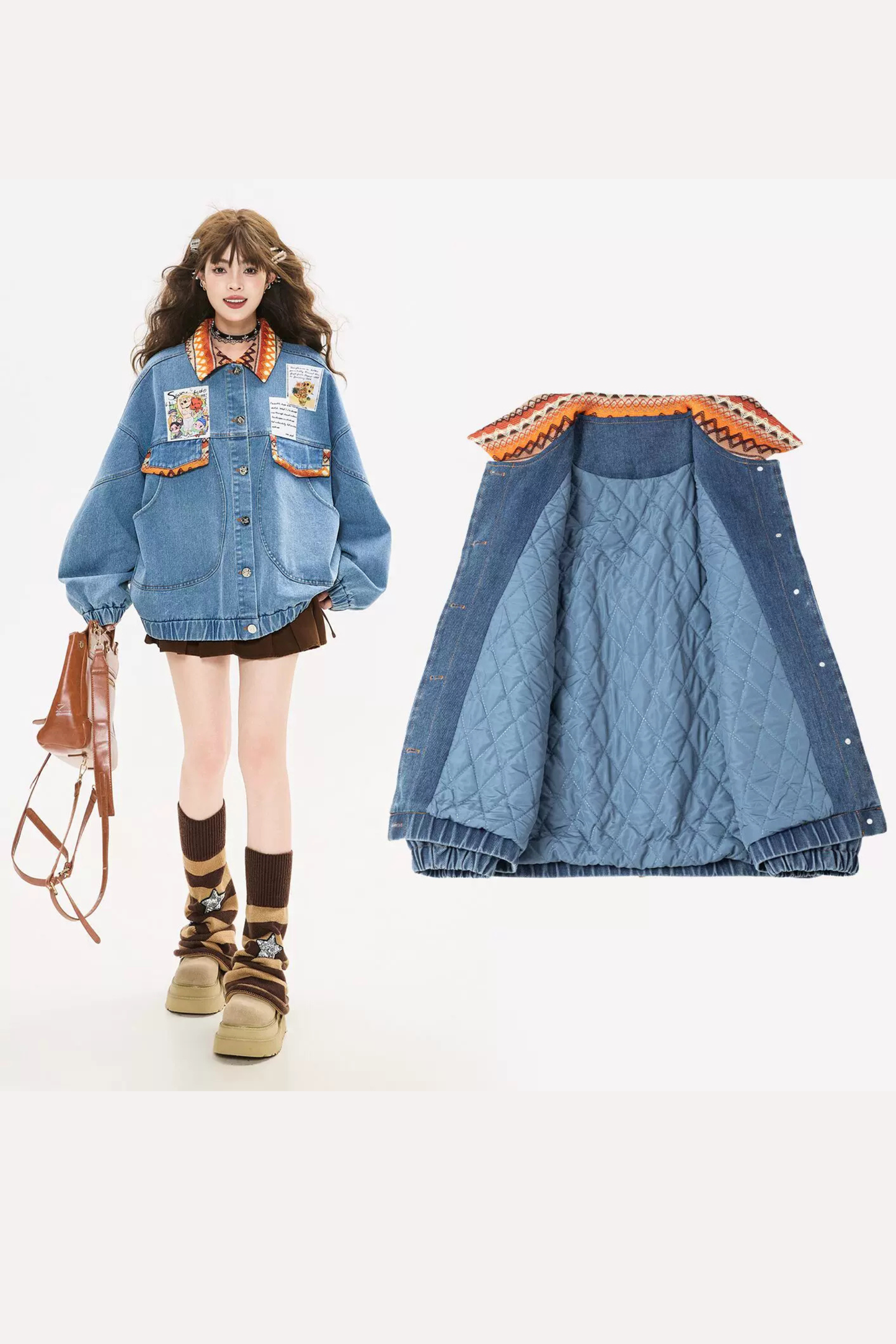 Back Ribbon Loose Denim Jacket