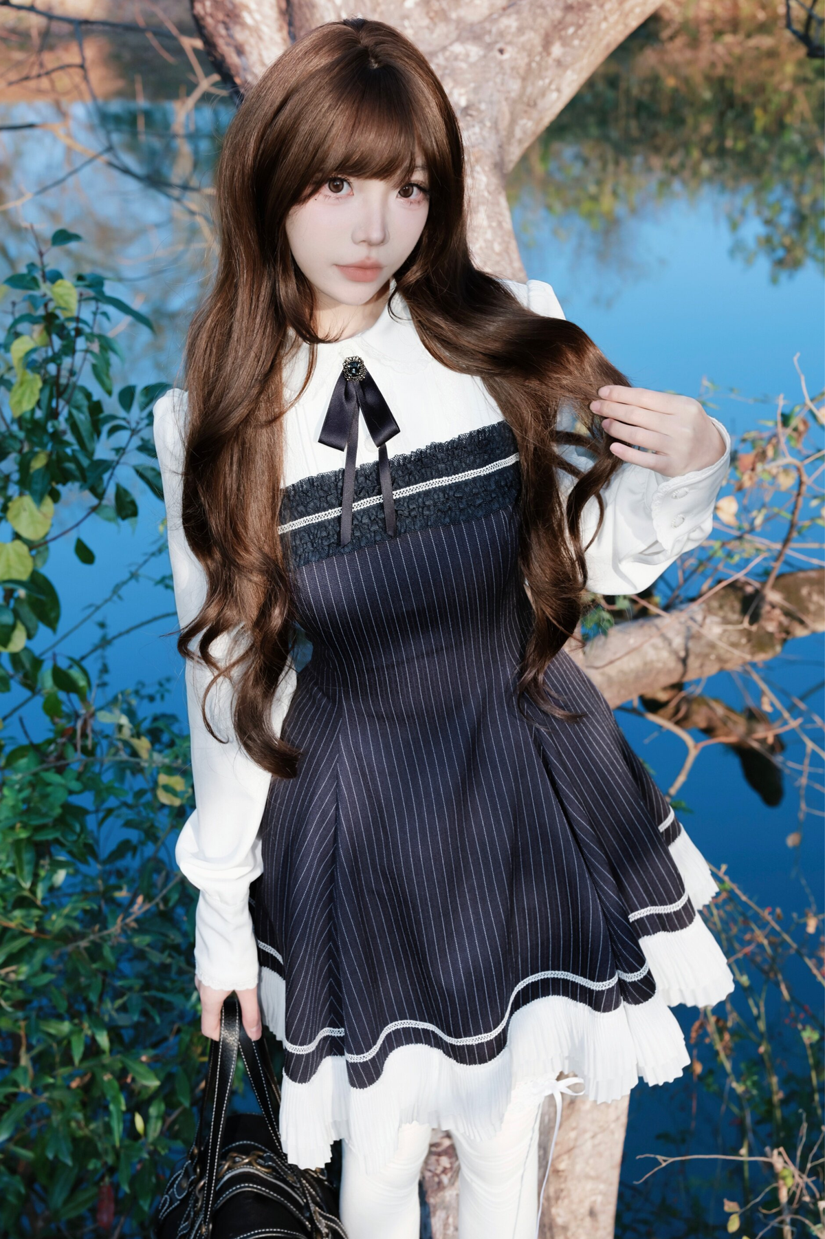 Retro Girly Striped A-Line Dress