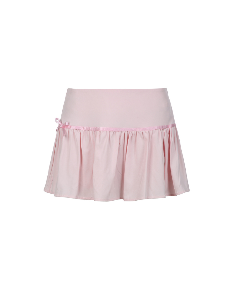 Bow-Knotted Low-waisted Pleated Skirt