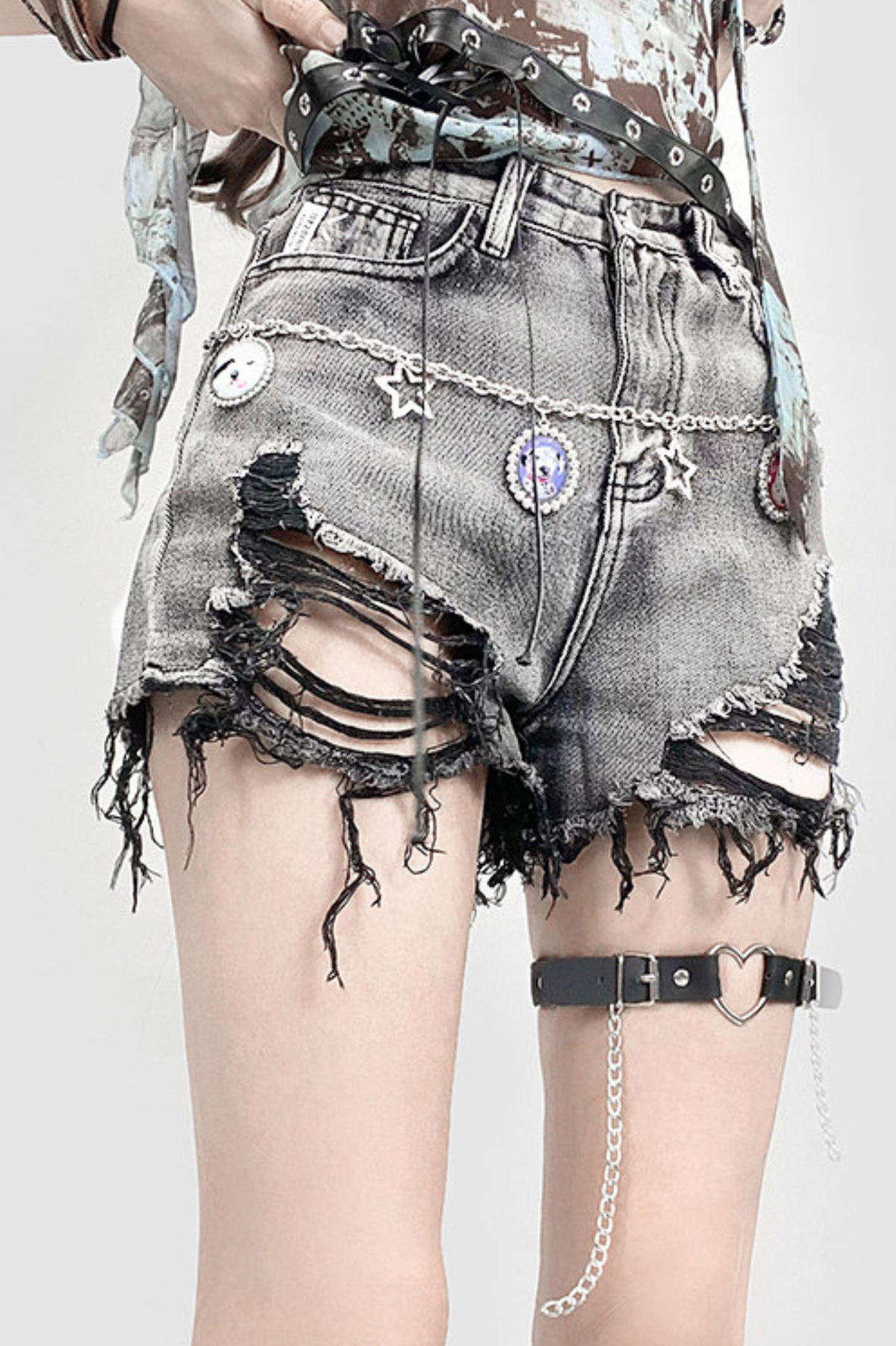 Mode Damaged Ripped Denim Pants