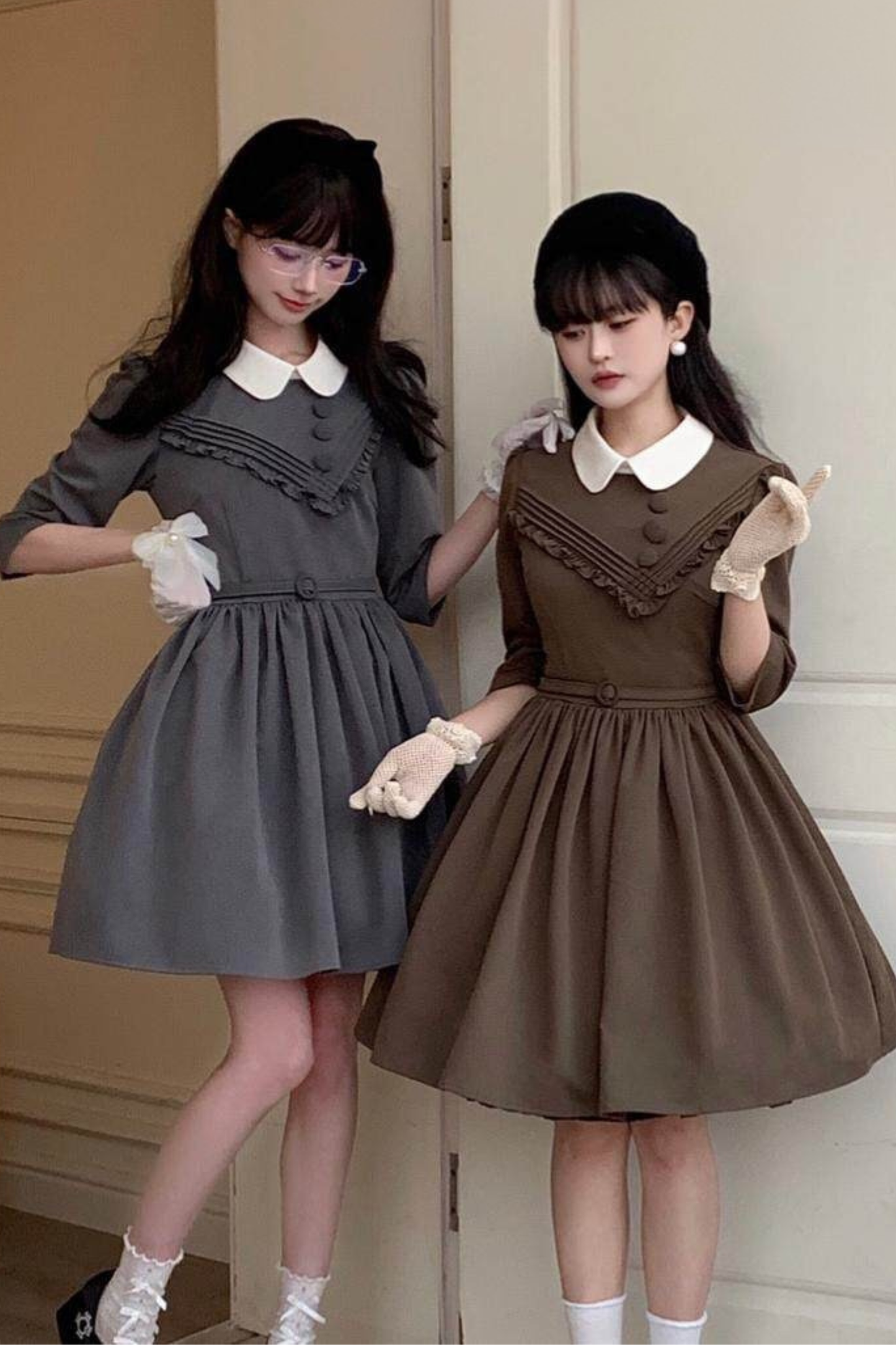 Retro Preppy Mid-Sleeve Lolita Dress