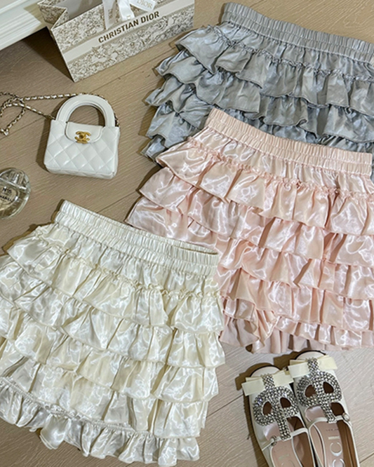 Cream Retro Cake Skirt