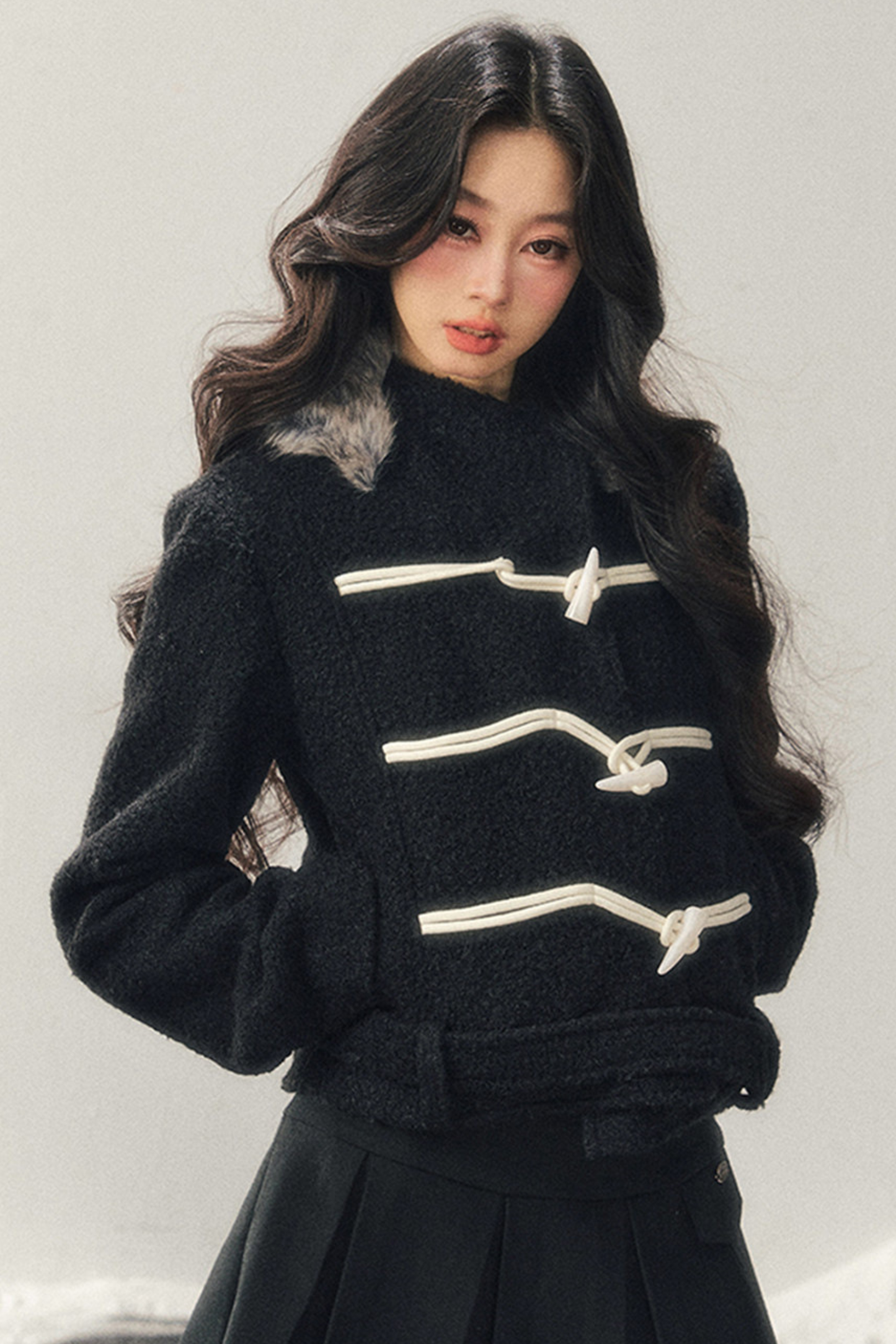 Horn Button Hooded Coat