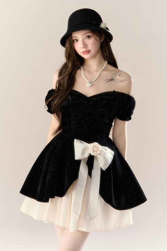 Velvet Chic Girly French Banquet Dress